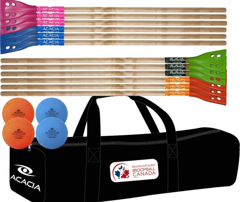 Acacia Junior Broomball Package – Ideal for Youth Teams & Coaches INCLUDES 12 STICKS 4 BALLS AND AN EQUIPMENT BAG