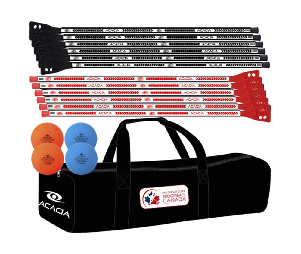 Acaciasports Senior Broomball Package – Pro Equipment for Teams INCLUDES 12 STICKS 4 BALLS AND AN EQUIPMENT BAG