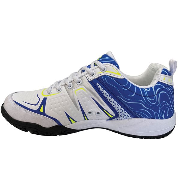 Left Side view of Acacia DinkShot II White Shoe showing sleek unisex design and Kevlar arch support